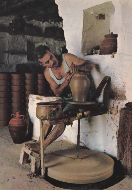 Greece,Cyclades Islands Sifnos,Pottery Working traditional  Vintage Postcard,Old