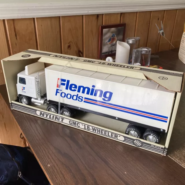 Vintage Fleming Foods ERTL Nylint Metal Semi Truck Tractor Trailer USA In Box