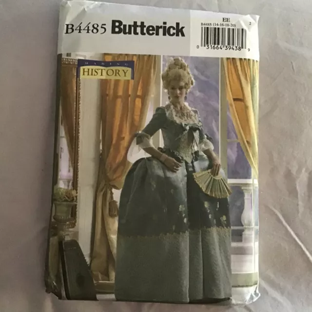 18th Century Court Dress Costume Sewing Pattern Size 14-20 Butterick 4485 OOP