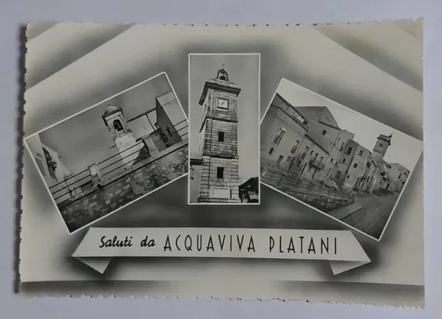ACQUAVIVA PLATANI (CALTANISSETTA) Veduta con 3 foto , vg 1960 f.g. BELLA