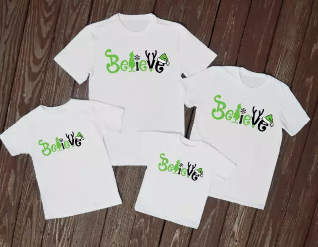 T-shirt natalizie famiglia Grinch Believe top famiglia t-shirt bianche