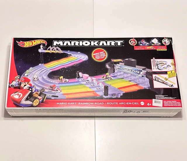 HOT WHEELS MARIO Kart Rainbow Road Raceway Track Set Lights & Sounds