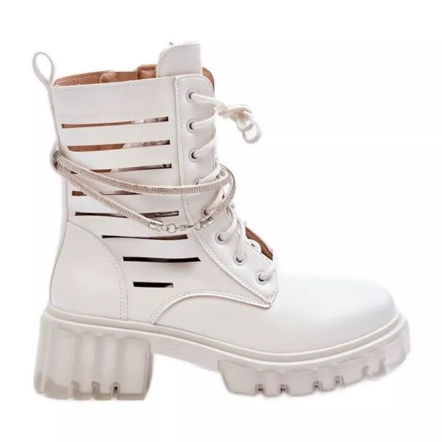 Fashionable Worker Boots With A Decorative Stripe White Rocky