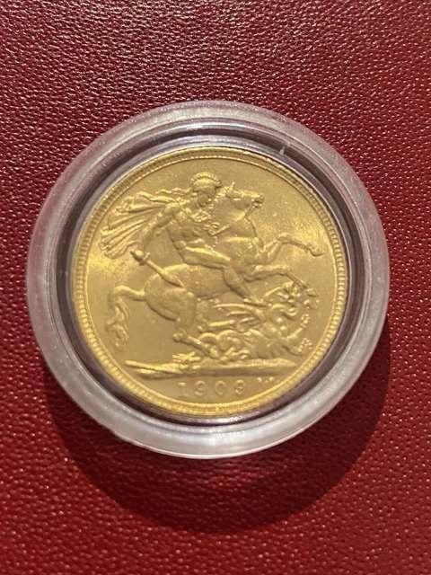1909 KING EDWARD VII Full Sovereign Coin In Capsule 22ct Gold £618.68 ...