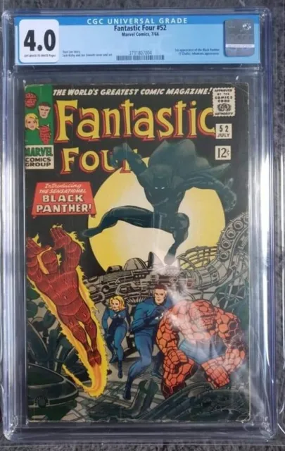 FANTASTIC FOUR #52 - 1ST APPEARANCE OF BLACK PANTHER 1966 - CGC 4.0 Cent Copy