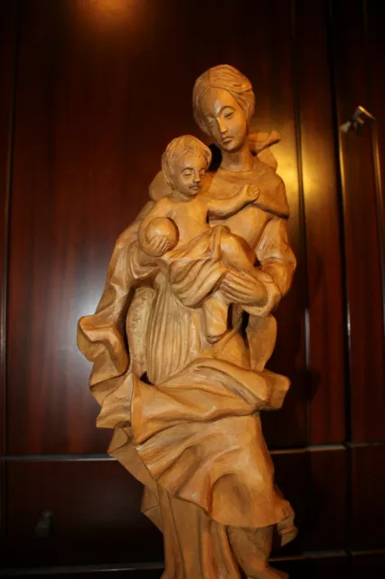 Vtg Hand Carved Wood Our Lady Virgin Mary Madonna Jesus Statue Figure Germany