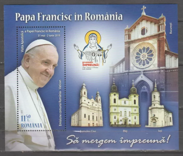 s40427 DEALER STOCK ROMANIA 2019 MNH** Viaggio Papa congiunta Vaticano X10 BF