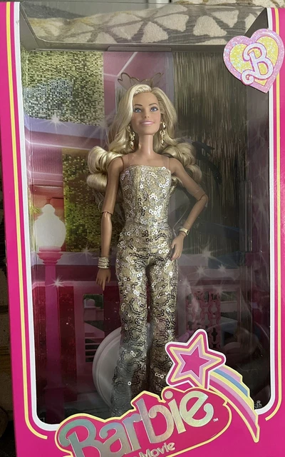 BARBIE THE MOVIE Collectible Margot Robbie in Gold Disco Jumpsuit 30Day Ship $197.66 - PicClick AU