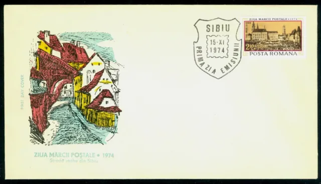 1974 Stair Passage,Central Square Sibiu,Hermannstadt,Stamp Day,Romania,3236,FDC