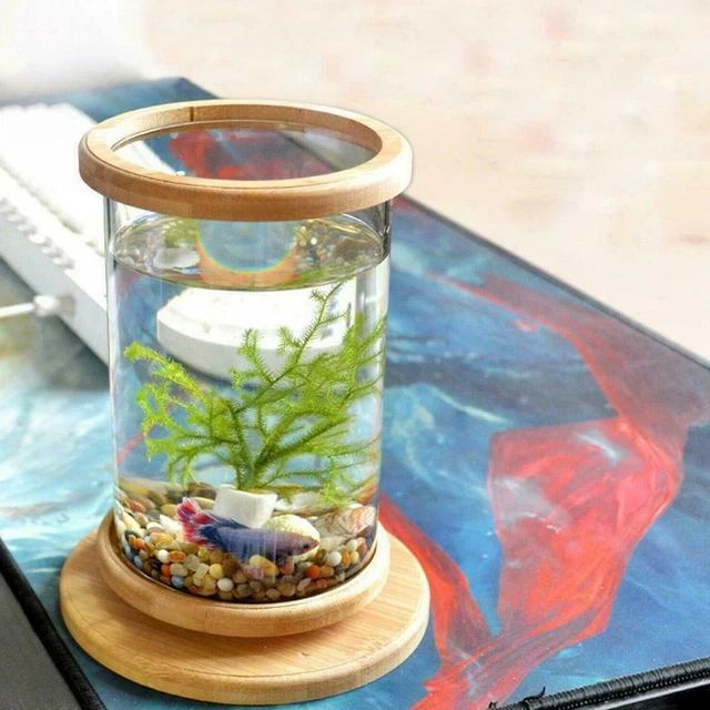 Small Fish Tank Decor Fish Bowl Accessories Betta Glass Base Aquarium S0E1 3