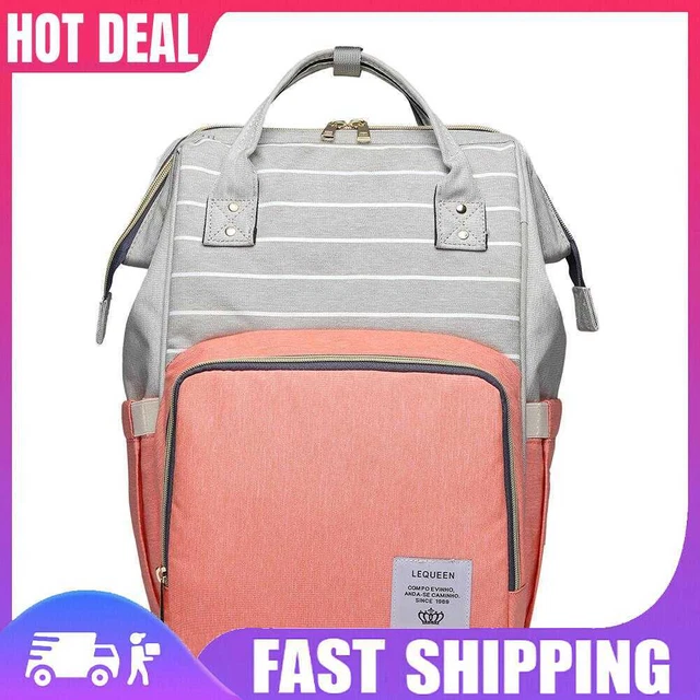 Stripe Backpack Mummy Maternity Diaper Bags Large Capacity Baby Care (Pink)