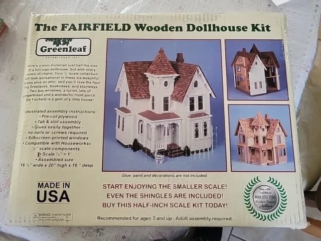 Fairfield Dollhouse Kit 1/2 Inch Scale Model Vintage Handcrafted Wood , New Box