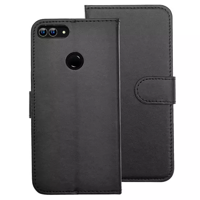 Coque pour Huawei P Smart (2017/2018) Housse Portefeuille Etui Cuir Flip (Noir)