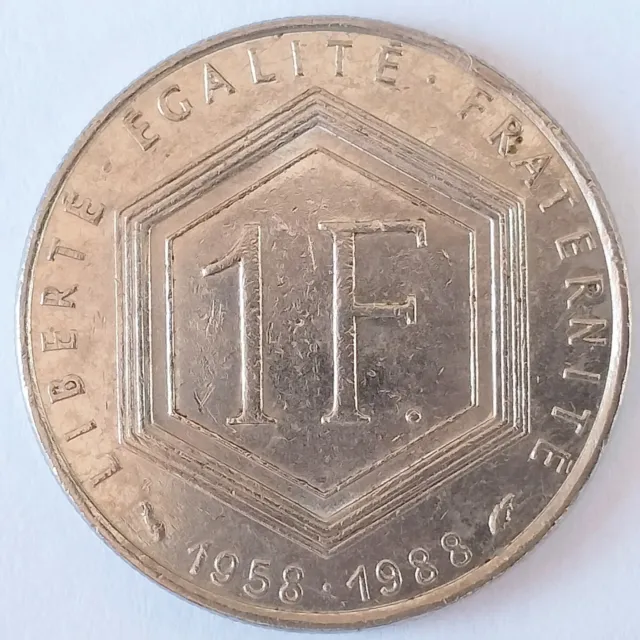 Pièce - Monnaie de France - 1 Franc - C. De Gaulle 1988 - République Française