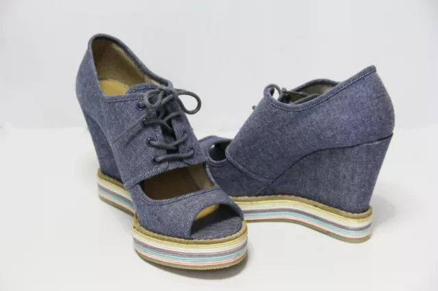 Spring Summer Open Toe Denim Wedge Sandals Platform Lady Fashion Shoes size 6