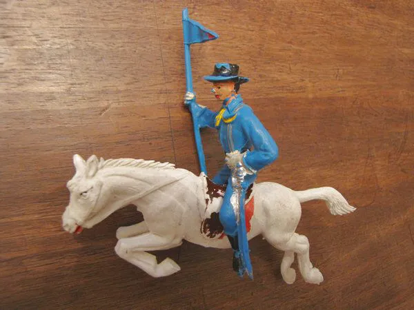 soldatino vintage plastica toy soldier 9 cm soldato a cavallo bianco nordista