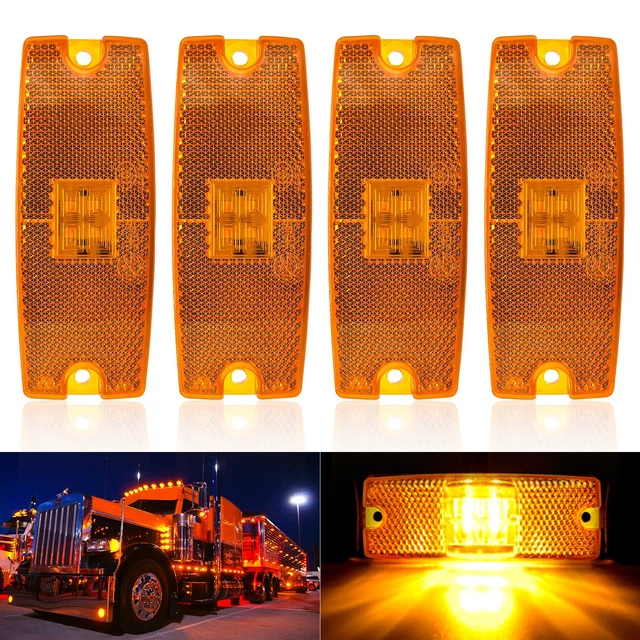 2x 24v Amber Neon Led Side Marker Lights Truck Scania Man Daf Volvo W/ Brackets On - View #2