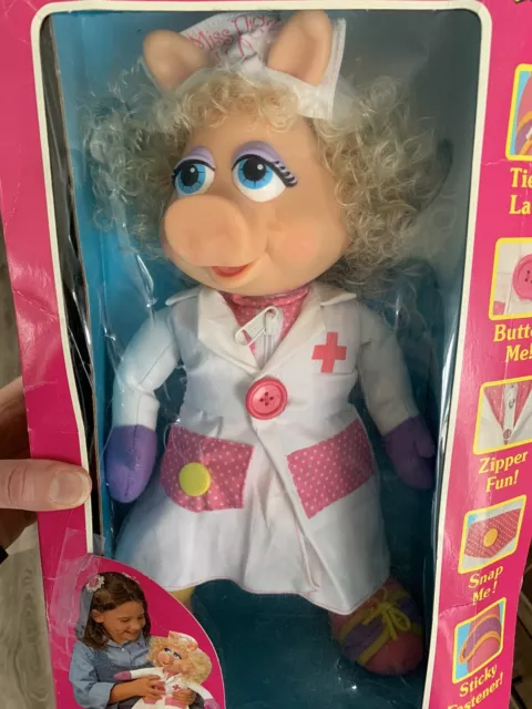 VTG Miss Piggy Nurse Stuffed Doll Jim Henson 16" Plush - New In Unopened Box