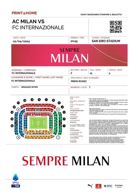 INTER CAMPIONE D'ITALIA 2023/2024 Milan-Inter biglietto ricordo EUR 9 ...