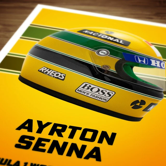 CASCO AYRTON SENNA Stampa Poster Formula 1 Motorsport A4 A3 A2 Wall Art - Foto 9