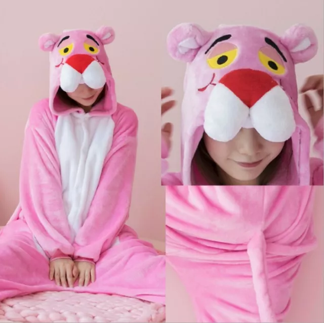 Kigurumi Unisex Costume Sleepwear Kids Adult Pink Panther Pajamas Cosplay