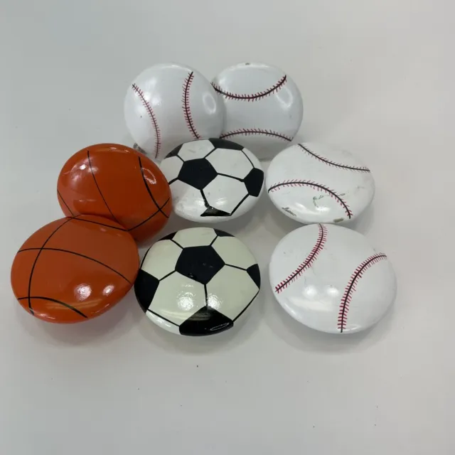 8 Sports Ball Drawer Cabinet Pull Wood Knobs Soccer Baseball Basketball Softball