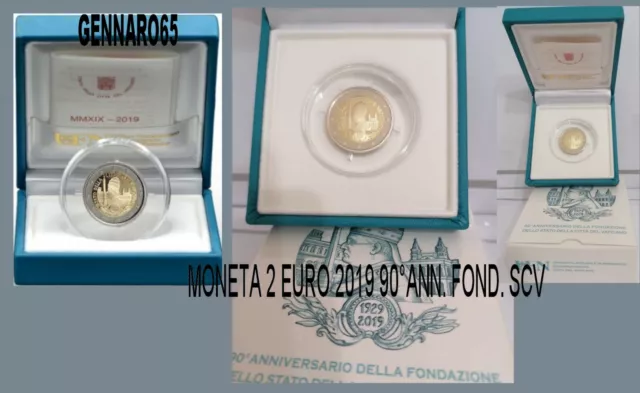 Vaticano Moneta 2 Euro 2019 90°Anni Fondazione Dello Scv Proof Rara