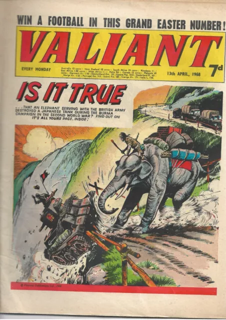 Valiant Comic 13th April 1968 - The Steel Claw, Sexton Blake etc.  FREE P+P
