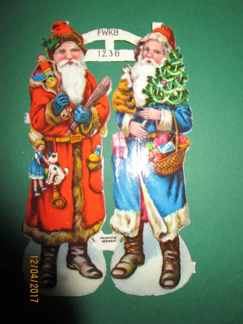 G5)Zwei Alte Oblaten Weihnachtsmänner Oblaten Fwkb 1236 Glanzbild Stammbuchbild