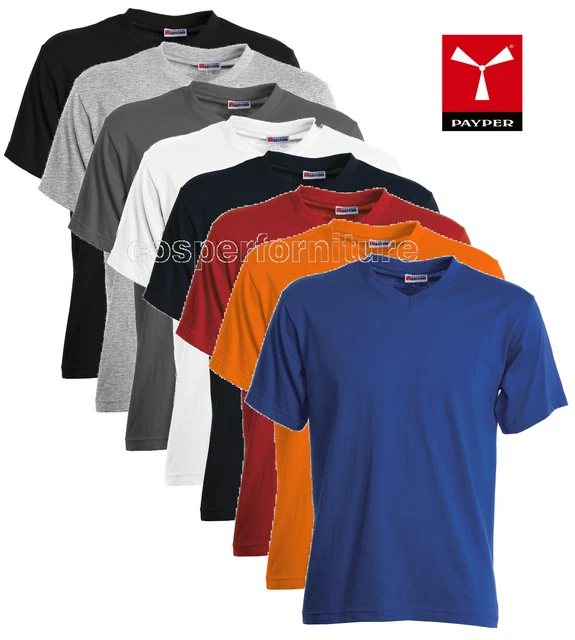 T-shirt uomo collo a V 100% cotone manica corta maglietta V-neck Payper fino 5XL