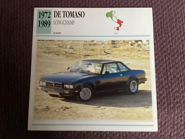 DE TOMASO, LONGCHAMP, 1972-89, Luxury Car, Italy, Collectors Card