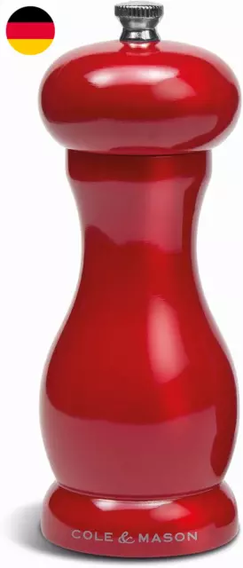 Cole & Mason H321823 Oxford Red Salzmühle, Precision+ Wooden, Premium Farbige Gl