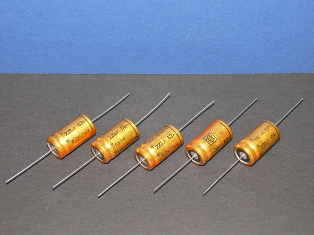 Lot De 5 Condensateurs 232nF (0.232µF) 63V 1% CKM111A Axial Polycarbonate Métallisé - Neufs