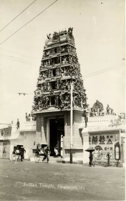 PC CPA SINGAPORE, INDIAN TEMPLE, Vintage REAL PHOTO Postcard (b19700)
