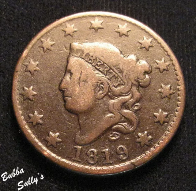 1919 Coronet Head Large Cent Large Date F Details