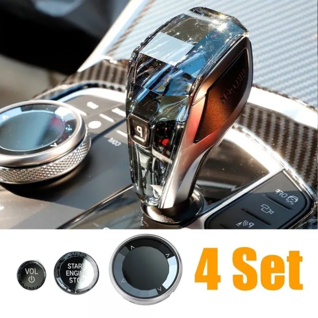 Car 4-Set Gear Shift Knob Handle Crystal iDrive For BMW 1 2 3 5