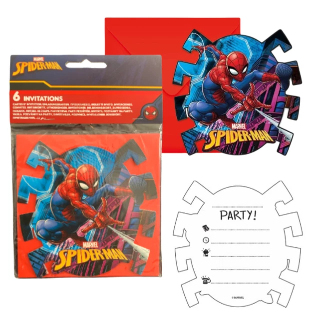 VSW 12 Cartes D'invitation Et 12 Enveloppes Pour Fêtes D'anniversaire Et Anniversaire D'enfant Spiderman N°9