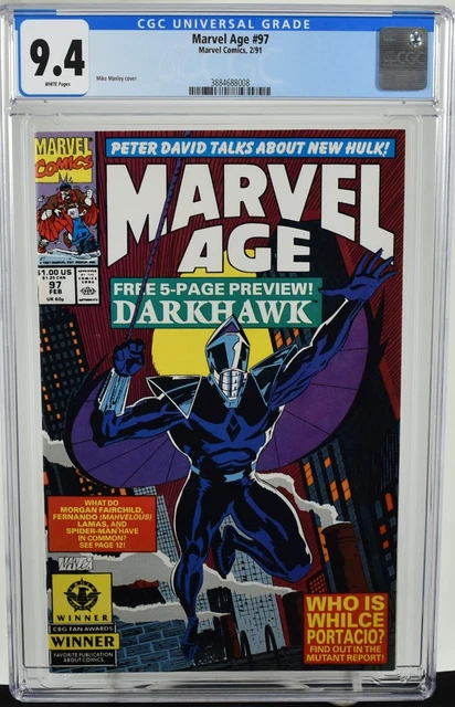 Marvel Age #97 CGC 9.4 (1991) Darkhawk Story Mike Manley Cover Marvel Comics