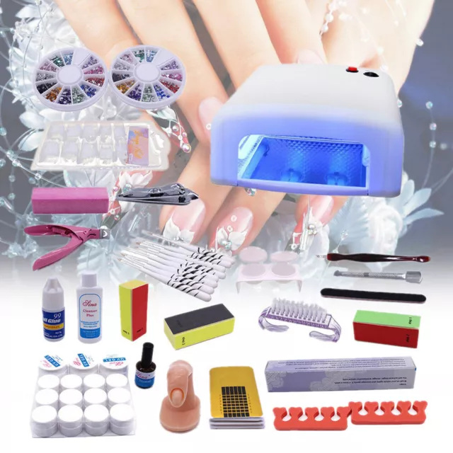 Profi Nagelstudio Starterset Gelset UV LED Lampe Set mit FRÄSER FARBGELE NAILART