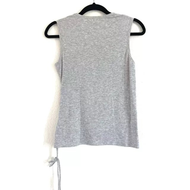 Theory Size M Women’s Rimaeya Tie Side Ribbed Knit Tank Top In Gray Sleeveless 3