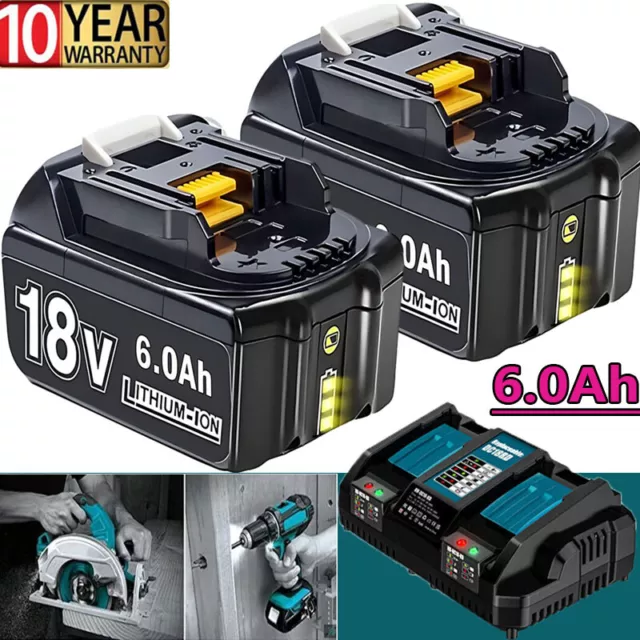 6Ah For Makita 18V Li-Ion Cordless Tool Battery BL1860 LXT BL1850 BL1830/Charger