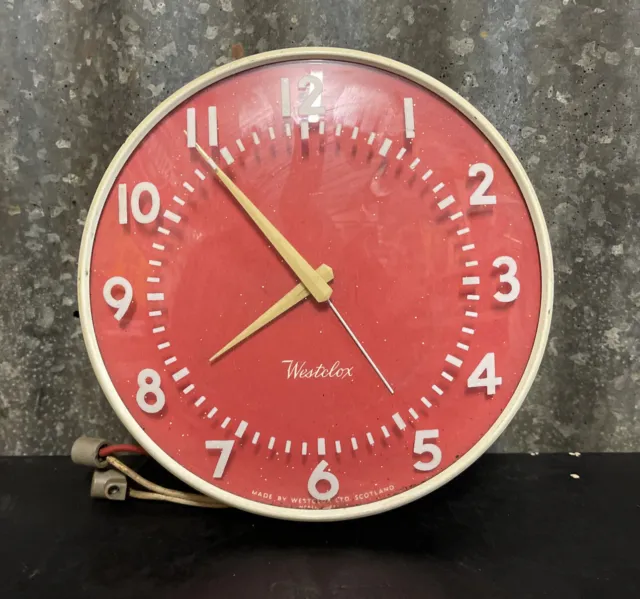 Westclox Retro Vintage Stunning Red Electric Kitchen Clock Art Deco Mid Century