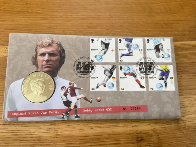 First Day Cover Bobby Moore #07896 With Coin