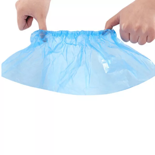 100pcs Outdoor Disposable Plastic Shoe Covers Carpet Cleaning Overshoes Blue USA