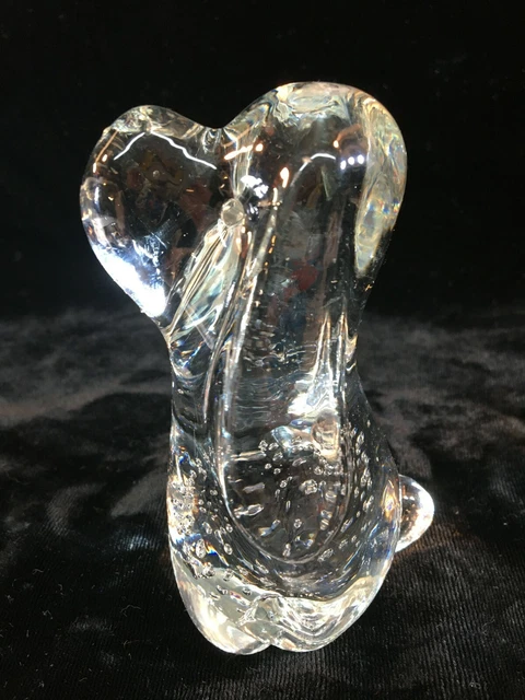Towle by Leonard Clear Glass Controlled Bubble Hound Dog Paperweight