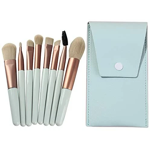 TouGod 8 Pezzi Set di Pennelli da Trucco con Borsa in Pelle Pennello Profe