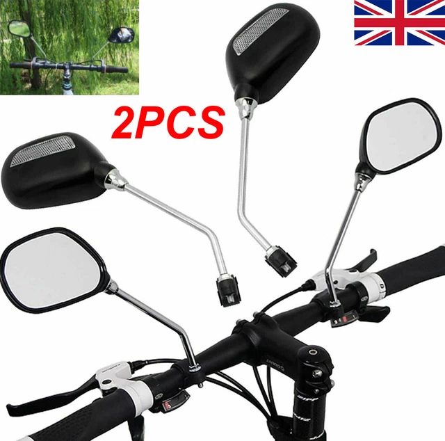 2Pcs BICYCLE MOBILITY SCOOTER MOUNTAIN BIKE HANDLEBAR REAR VIEW MIRROR BLACK UK