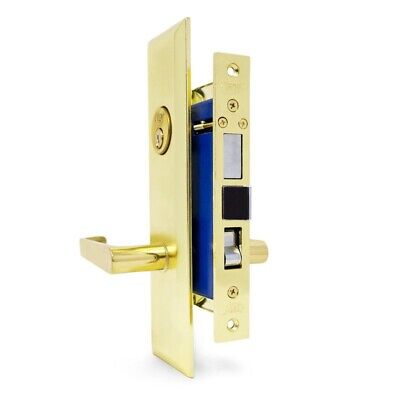 Brass Mortise Entry Lever Left Hand Lock Set with 2-1/2 in. Backset & 2 SC1 Keys