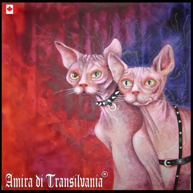 art painting contemporary figurative modern portrait animals sphinx cats fetish