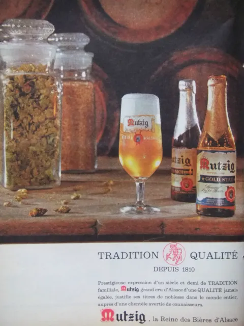Publicité De Presse 1962 Mutzig La Reine Des Bières D'alsace Qualité